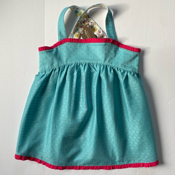 Matilda Jane Shirt Size 12 NWT Enchanted Garden Smock Top New Aqua Pink Trim - Picture 1 of 16